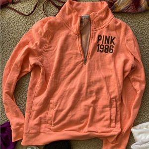 Victoria’s Secret pink brand neon orange sweatshirt with pocket